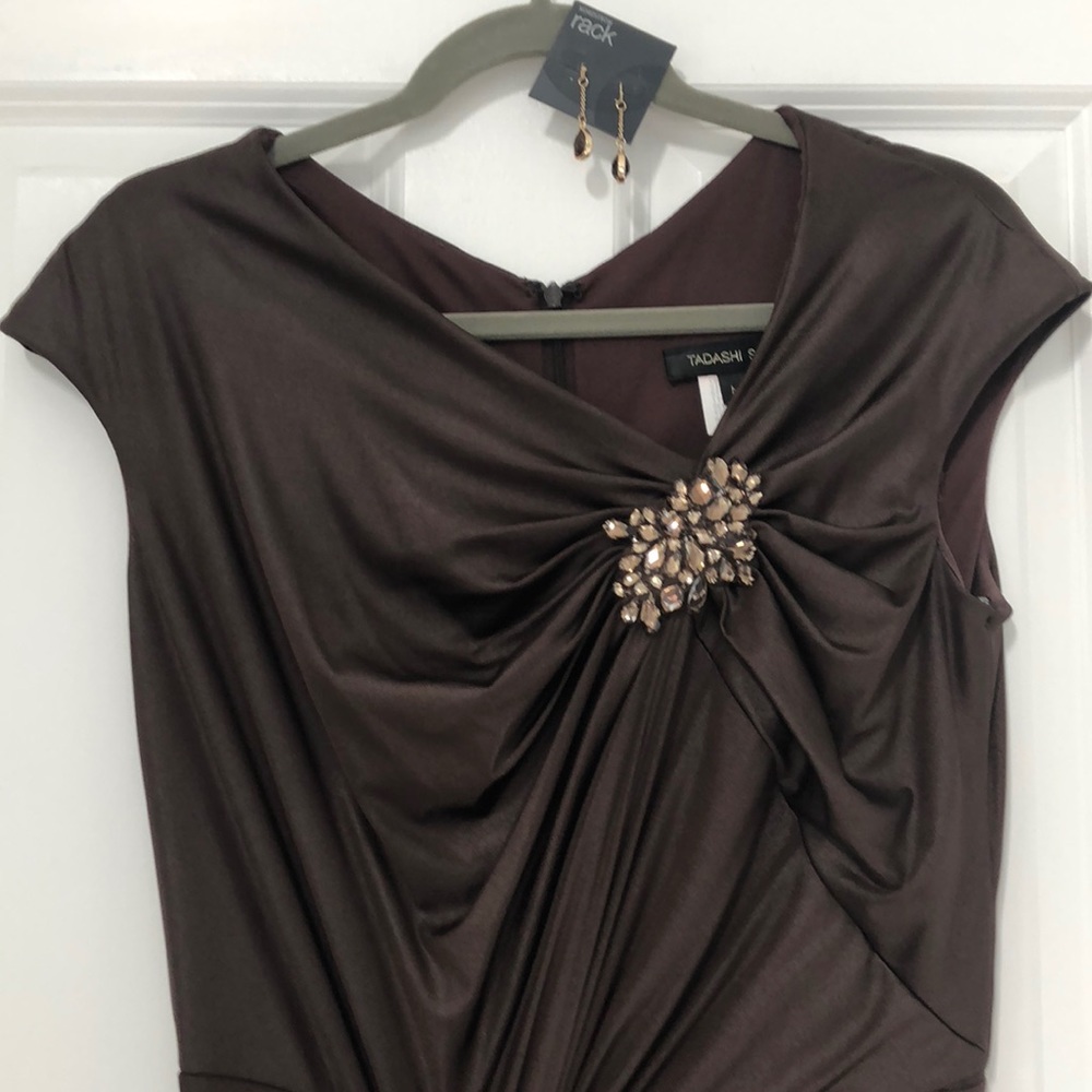 Tadashi Shoji draped evening gown